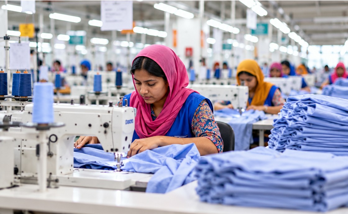 Sewing operators on the production line, Dhaka