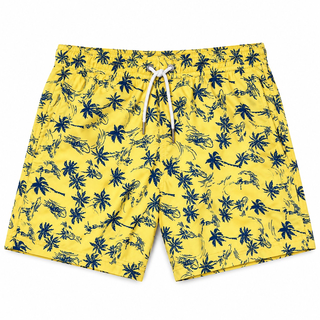 Development sample — Tropical Palm-Print Swim Shorts — Yellow